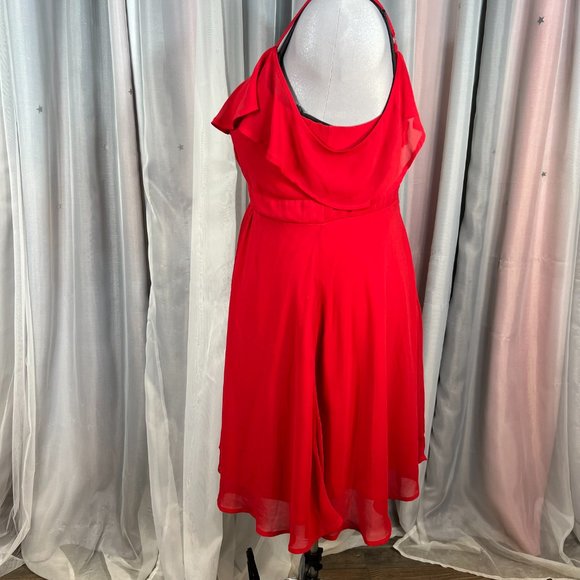 Red Torrid Chiffon Cold Shoulder Skater Dress, 16 - Picture 5 of 9